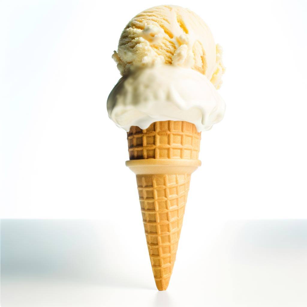 hand dipped ice cream cone on white background